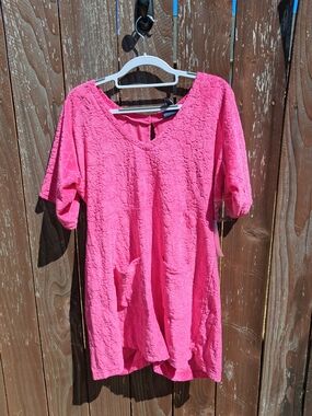 Pink Textured V-Neck Women's Romper